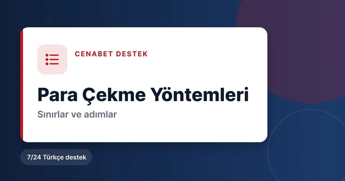 Cenabet para çekme yöntemleri